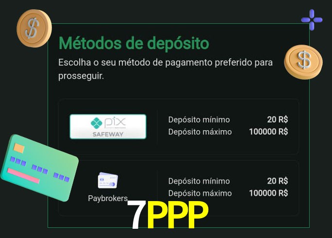 O cassino 7PPP oferece uma grande variedade de métodos de pagamento